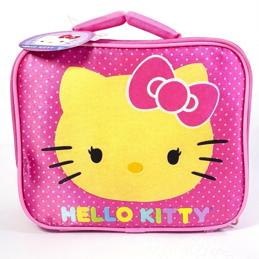 2011 Hello Kitty Insulated Lunch Tote Bag Pink Sparkle Polka Dots‎ Sanrio NWT